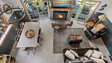 House, Multiple Beds, Hot Tub, Mountain View (Chalet Vino) | Living area | 42-inch flat-screen TV with digital channels, fireplace
