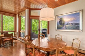 Dining - This cozy four bedroom residence is located in our Phase III portion of the Woodrun V property. (Snowmass Village)
