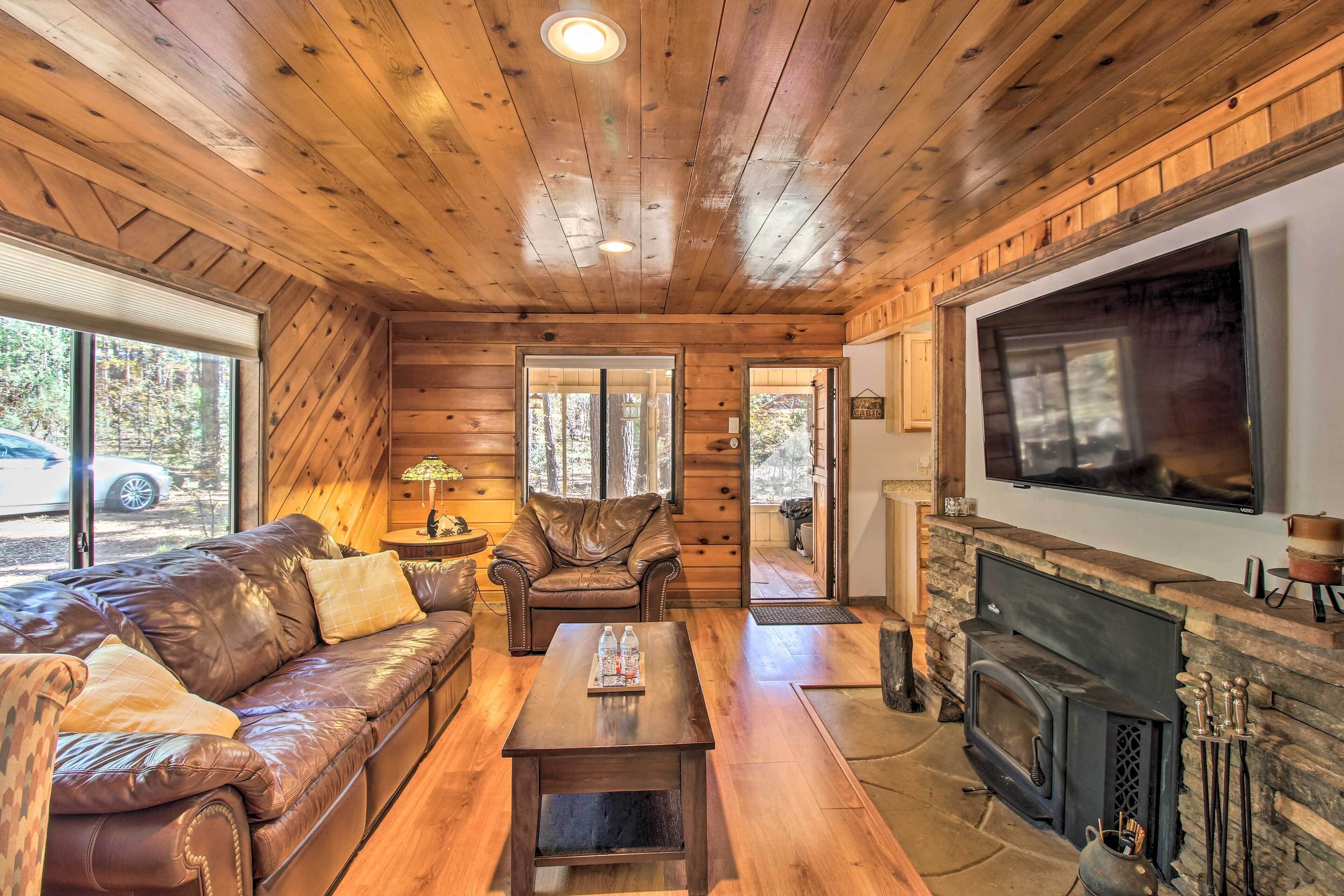 TV, fireplace, DVD player, video library