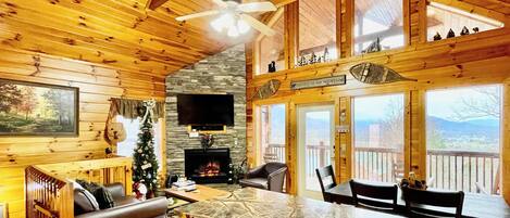 TV 40 pollici con canali via cavo, caminetto