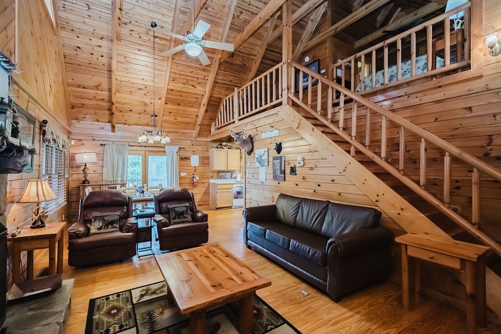 Cabin, Multiple Beds, Hot Tub | Living area | 40-inch TV with cable channels, fireplace