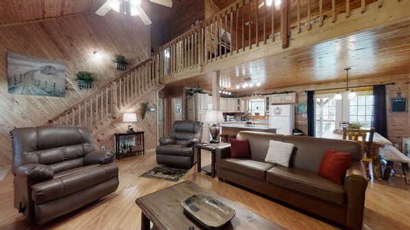 Cabin, Multiple Beds, Fireplace | Living area | 40-inch TV with cable channels, fireplace - A Cowpoke's Dream (Sevierville)