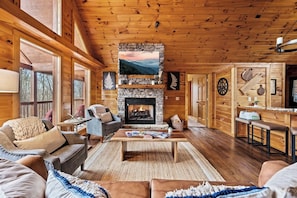 Smart TV, fireplace, video games, books