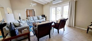 Smart TV, DVD player, books, video library