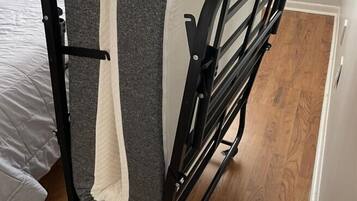 Iron/ironing board, travel crib, free WiFi, bed sheets