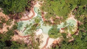 Outdoor pool, sun loungers