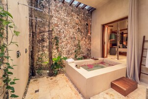 Deluxe Villa | Bathroom | Separate tub and shower, rainfall showerhead, designer toiletries