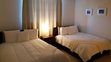 1 bedroom, desk, iron/ironing board, travel cot