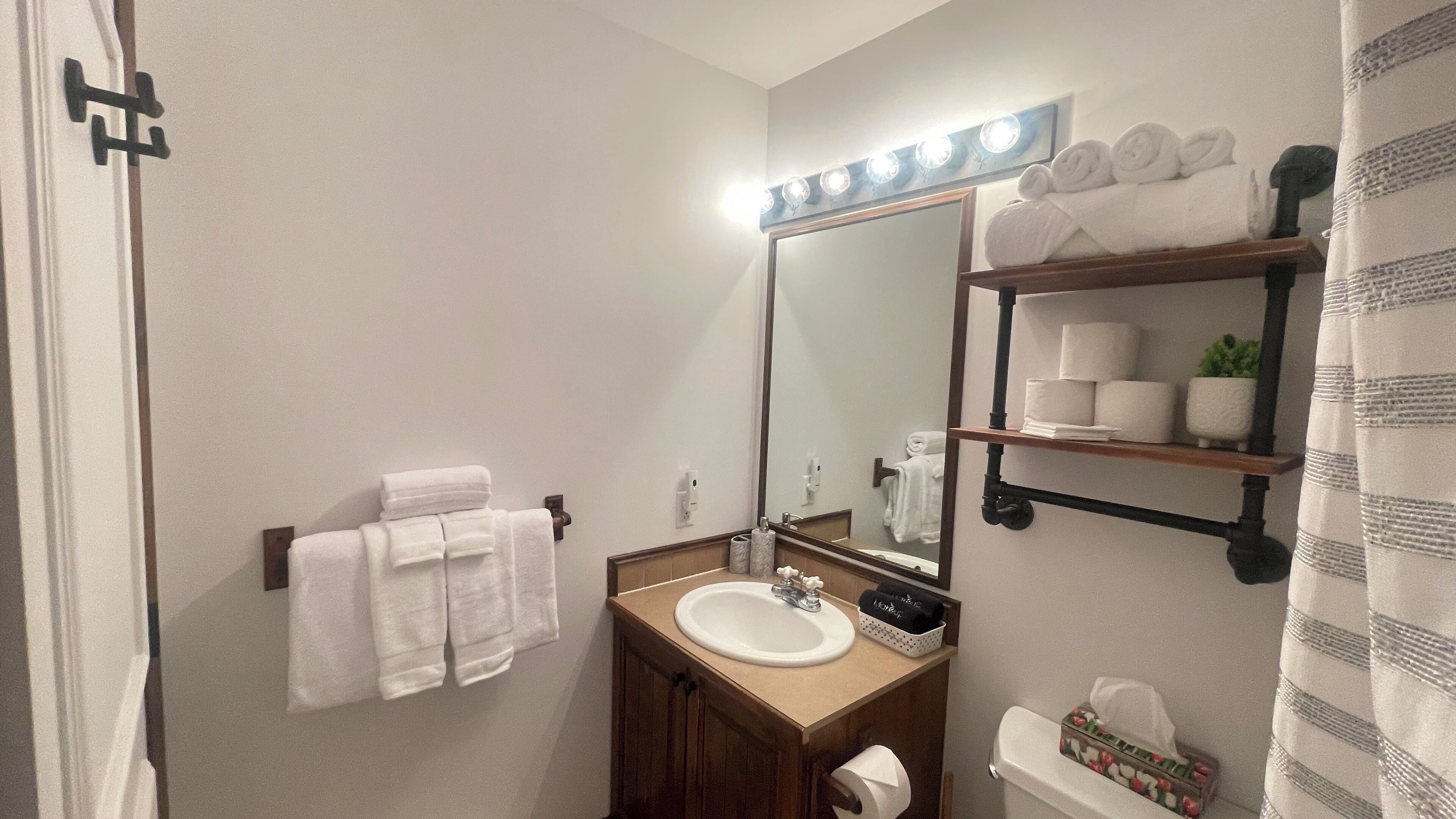 Hårføner, håndklær, såpe og sjampo