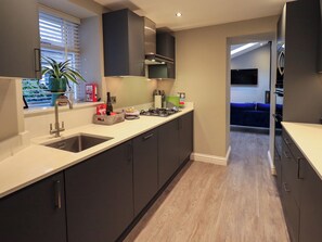 Fridge, dishwasher, electric kettle, toaster