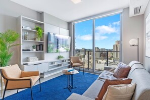 Condo, 1 Bedroom (227-3104) | Living area | 40-inch TV with cable channels - Modern High-Rise Condo with Pool/Gym, in Central DT MIAMI! (Miami)