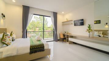 Deluxe tweepersoonskamer | Lakens van Egyptisch katoen, luxe beddengoed, Select Comfort-bedden