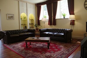 TV, DVD player, foosball, stereo