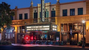 A theater with a marquee advertising 'Live Nation Special Events' and 'Westwood' signage.