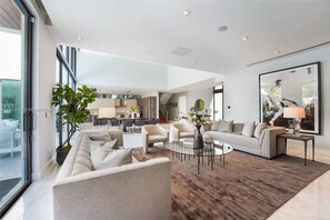 テレビ、暖炉、テーブルサッカー台、ステレオ