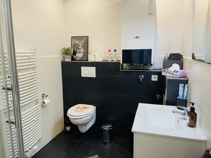 Shower, hair dryer, towels, soap - New apartment in the Palatinate Forest, near Dynamikum and Outletcenter Zweibrücken (Pirmasens)