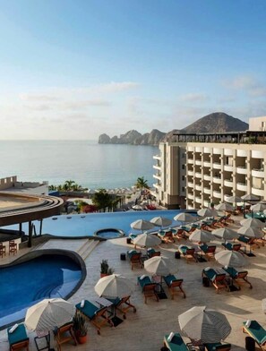 An infinity pool, a heated pool