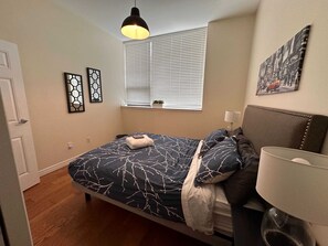 2 bedrooms, iron/ironing board, WiFi, bed sheets