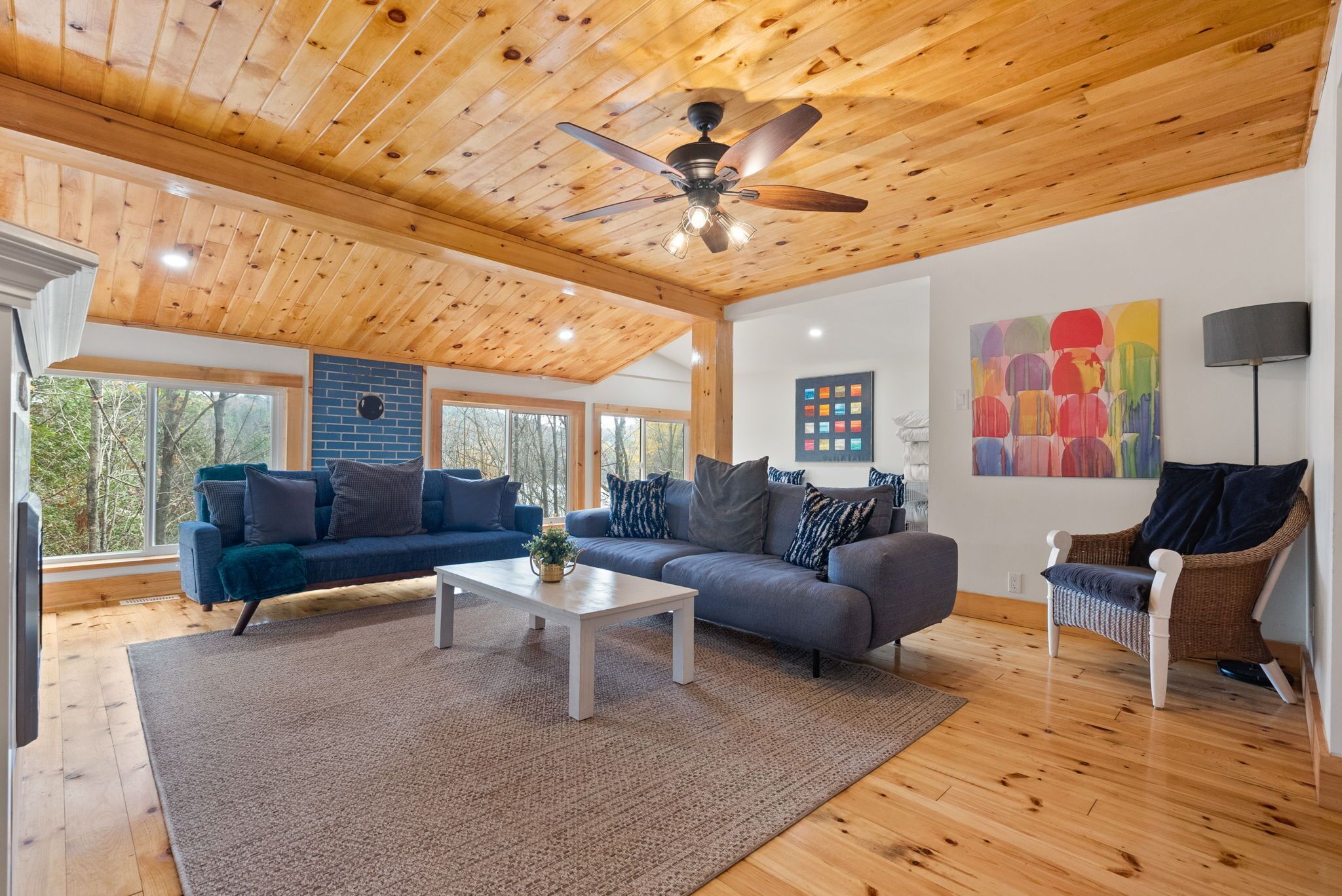 Smart TV, fireplace, stereo