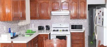 Fridge, oven, stovetop