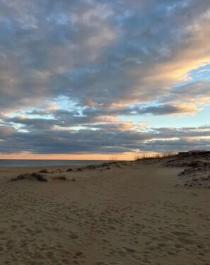 Beach nearby, sun loungers