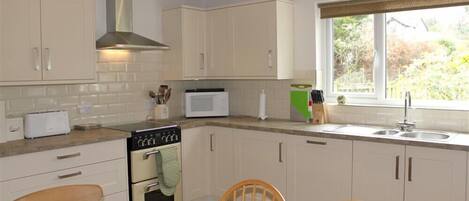 Fridge, dishwasher, cookware/dishes/utensils