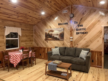Interior. Welcome to The Rustic Retreat where you can rest and relax.