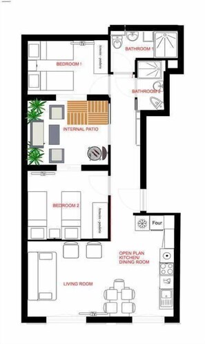 Floor plan - St Nicolas - Cosy "Cabane de plage" avec A/C & Patio à 10 min to Palais  (Cannes)