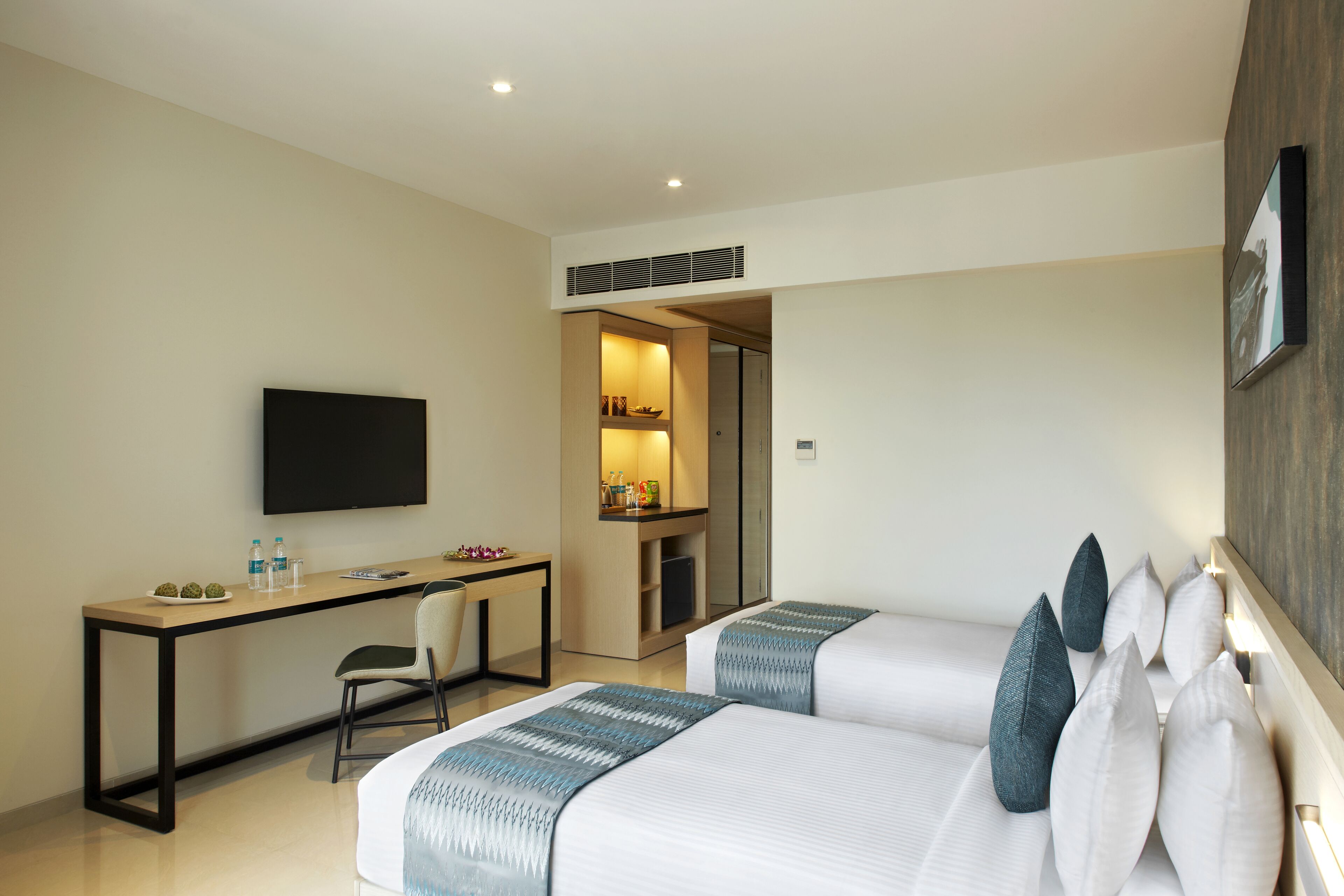Premium bedding, memory-foam beds, minibar, in-room safe