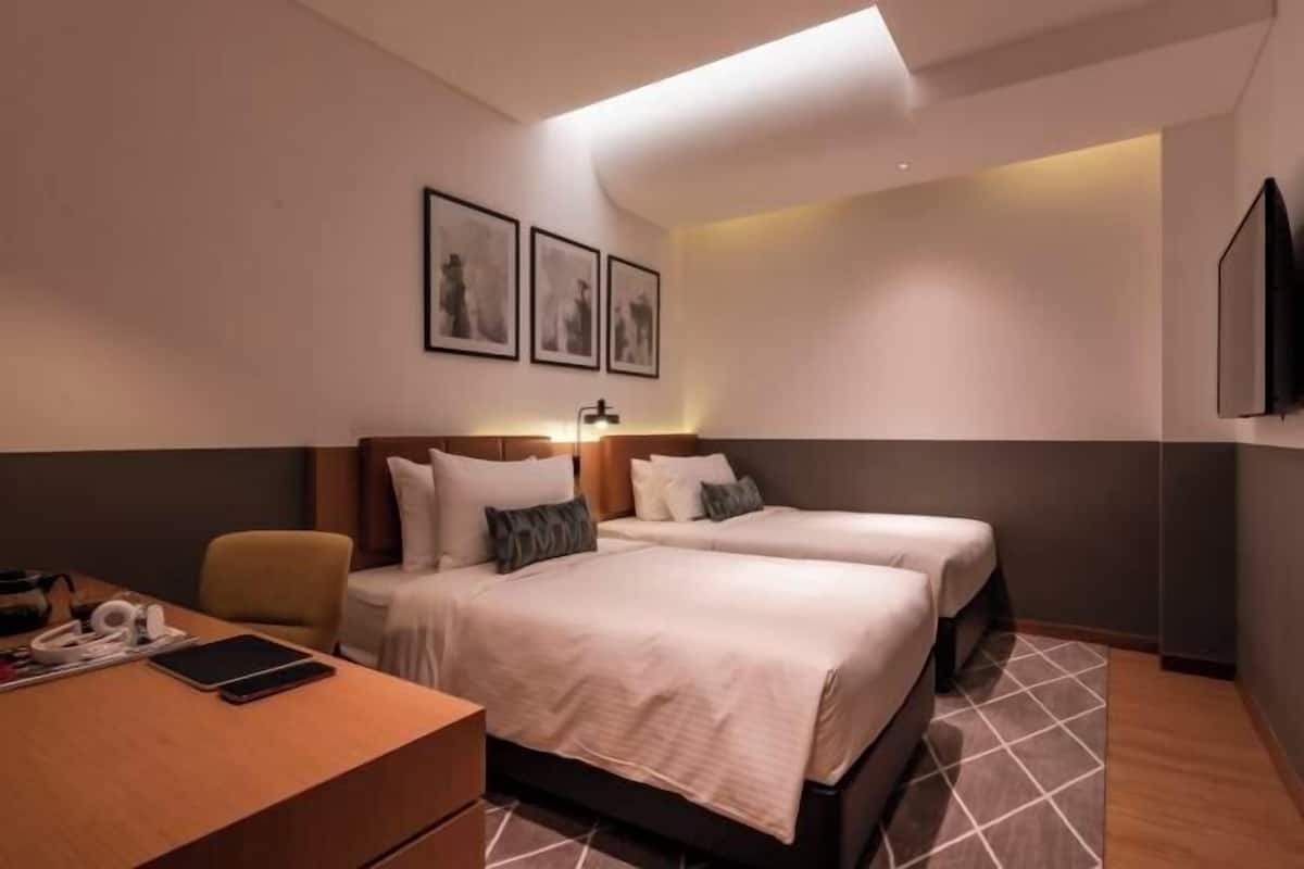 Down duvets, minibar, in-room safe, desk