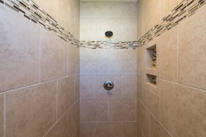 Shower, soap, toilet paper