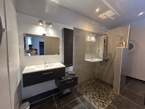 Dusche, Haartrockner, Handtücher