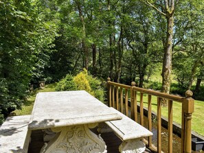 Outdoor dining - Riverside Mill & Glamping Pod (Patton, near Kendal)