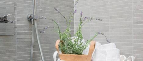 Dusche, Haartrockner, Bidet, Handtücher