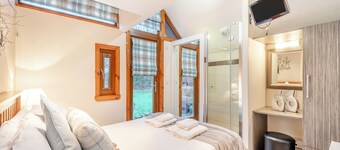 Traditional country style A-frame lodge.