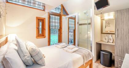 Traditional country style A-frame lodge.