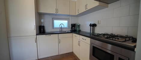 Fridge, microwave, dishwasher