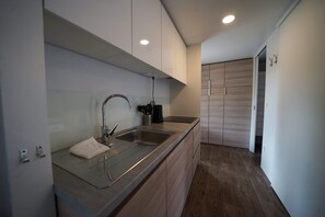 Fridge, microwave, dishwasher