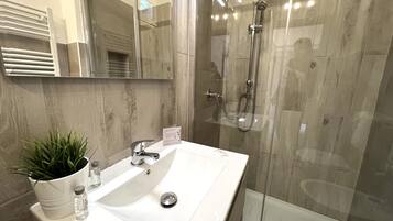 Dusche, Haartrockner, Bidet, Handtücher