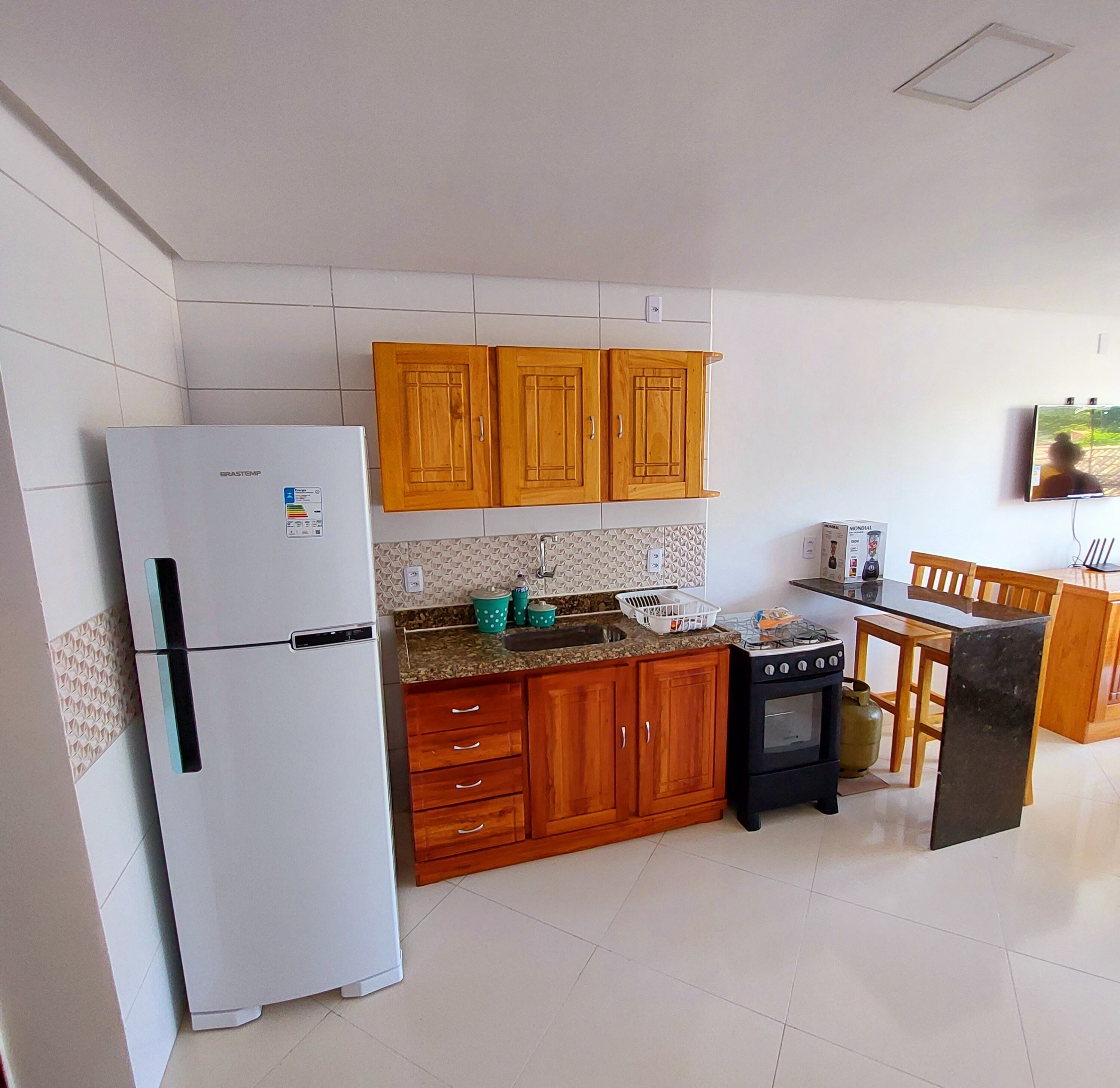 Superior Apartment | Private kitchen | Fridge, oven, blender, cookware/dishes/utensils