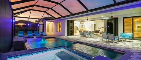 An infinity pool, a heated pool