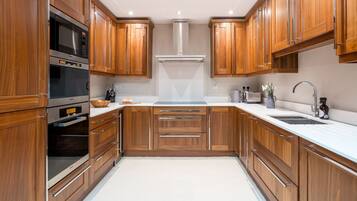 Fridge, oven, stovetop, coffee/tea maker