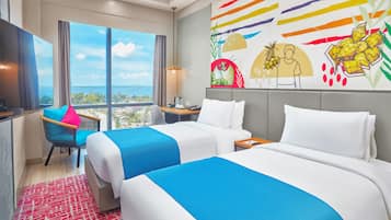 Seaview Deluxe Twin | Dundyner, minibar, skrivebord og barnesenger (inkludert)