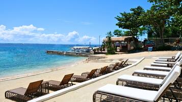 Private beach, white sand, free beach shuttle, free beach cabanas