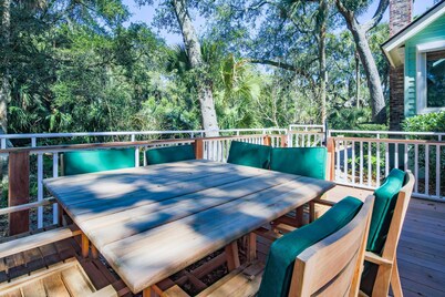 Short Stroll to Beach!  Exquisitely Renovated Home w/ Pool & Hot Tub, Spacious Deck & Lagoon Views!