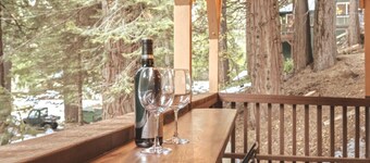 Corlieu Falls Cabin in Sugar Pine with Gazebo, Hot tub, fire-pit and front porch bar top