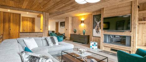 TV, fireplace