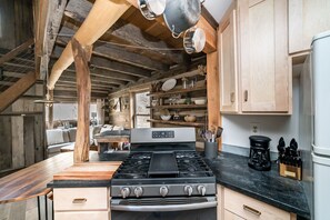 Fridge, oven, stovetop, coffee/tea maker