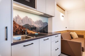 Kühlschrank, Mikrowelle, Herdplatte, Geschirrspüler