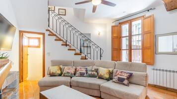 Televisión y chimenea